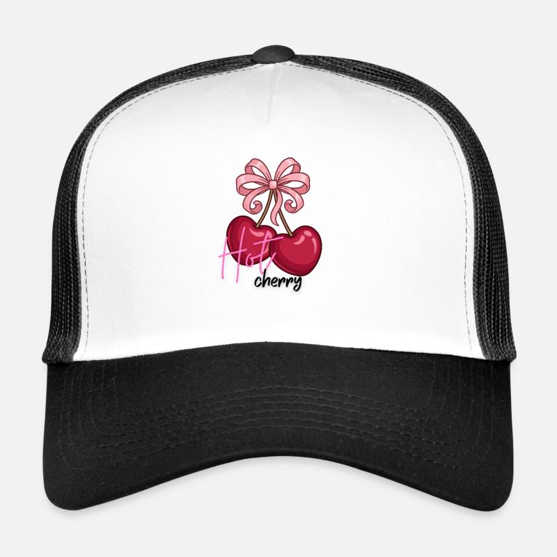 Cherry hearts with bow - Trucker Cap - white/black