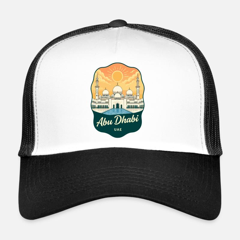 Abu Dhabi Grand Mosque Retro Sunset Abzeichen Trucker Cap