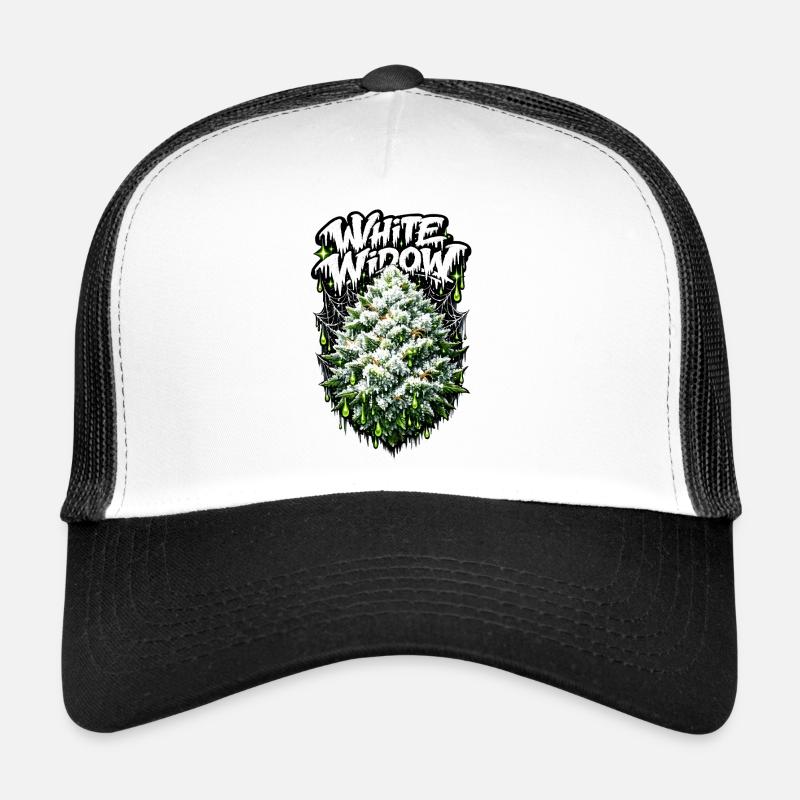 White Widow Cannabis Graffiti Print Trucker Cap
