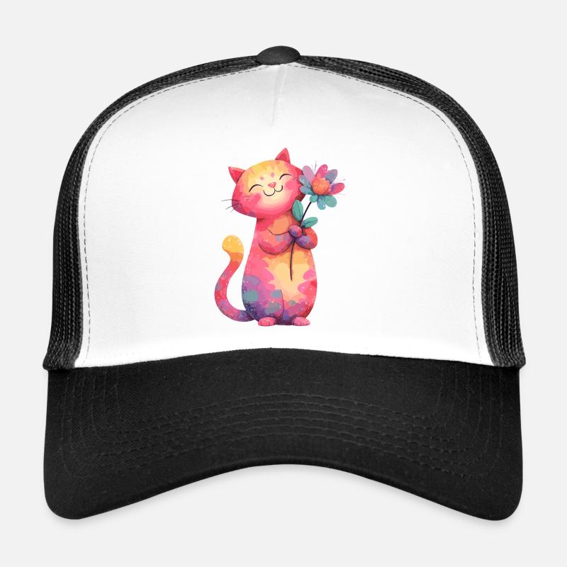 Fleur de chat colorée dans un style aquarelle Casquette trucker 