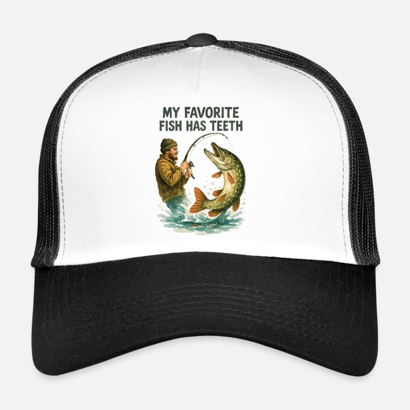 Aquarelle Angler Pike – Mon poisson préféré a des dents Casquette trucker 