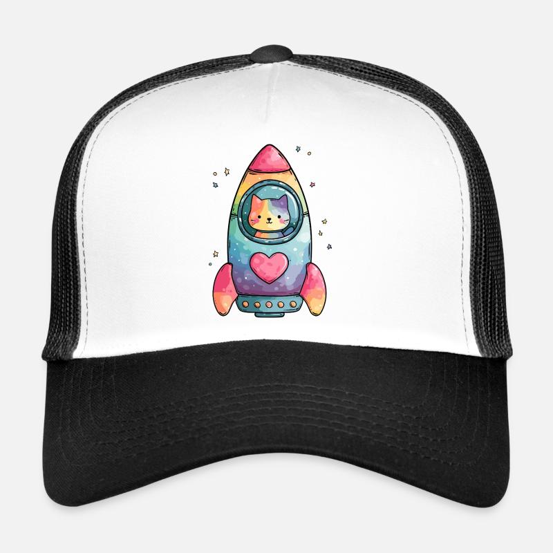 Cœur de Chat Fusée Arc-en-ciel Casquette trucker 
