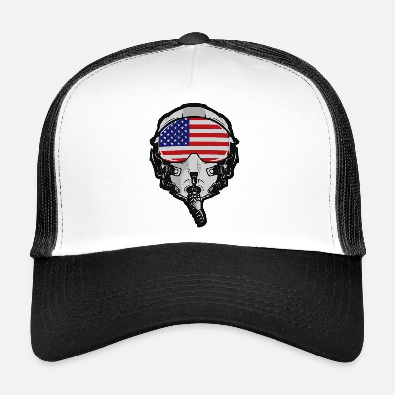 US Pilot Helmet with American Flag Trucker Cap