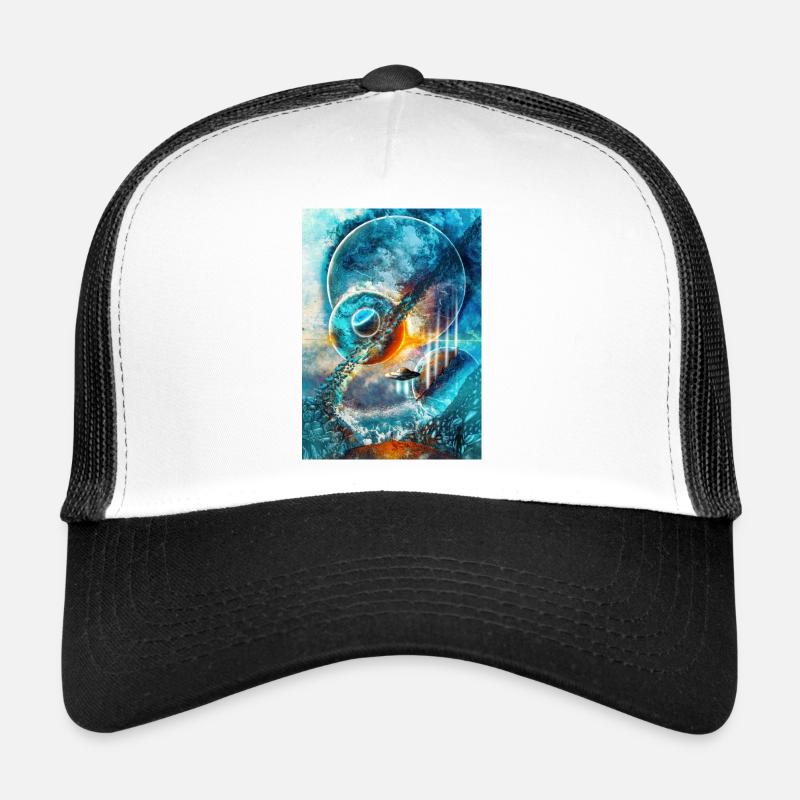 Blauer Weltraumring mit Feuer Trucker Cap