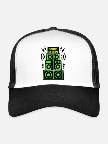 Sound System Speaker Techno Festival DJ - Casquette trucker  - blanc/noir - Devant
