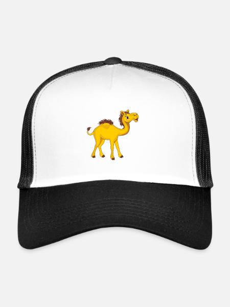 Happy funny camel. Cartoon drawing - Trucker Cap - white/black - Front