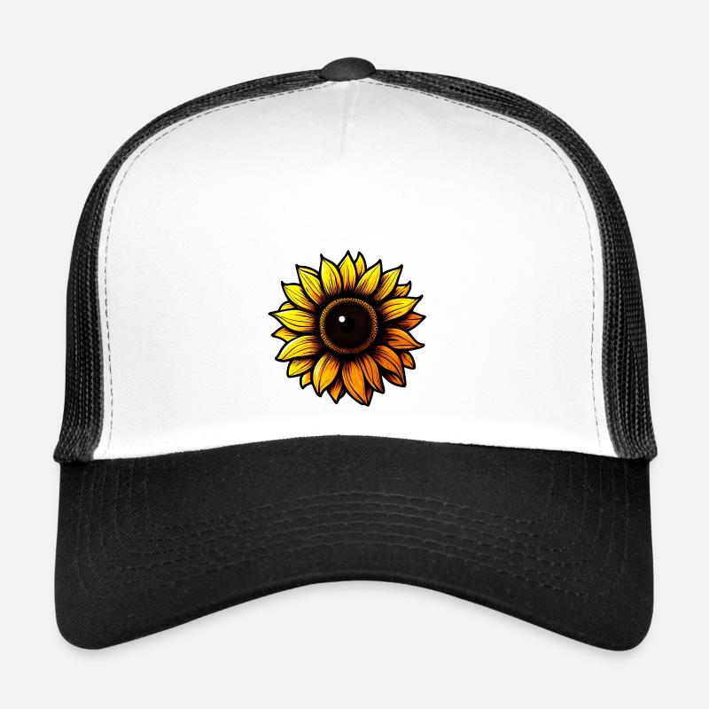 Sonnenblume - Trucker Cap - Weiß/Schwarz