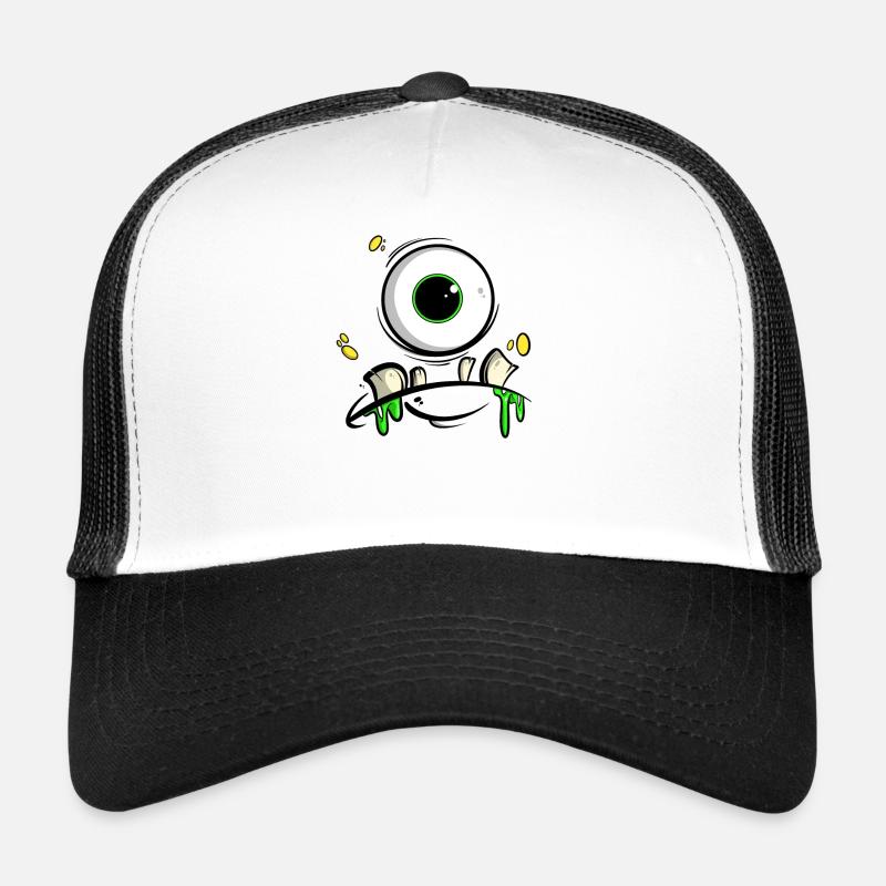 Visage de monstre - Casquette trucker  - blanc/noir