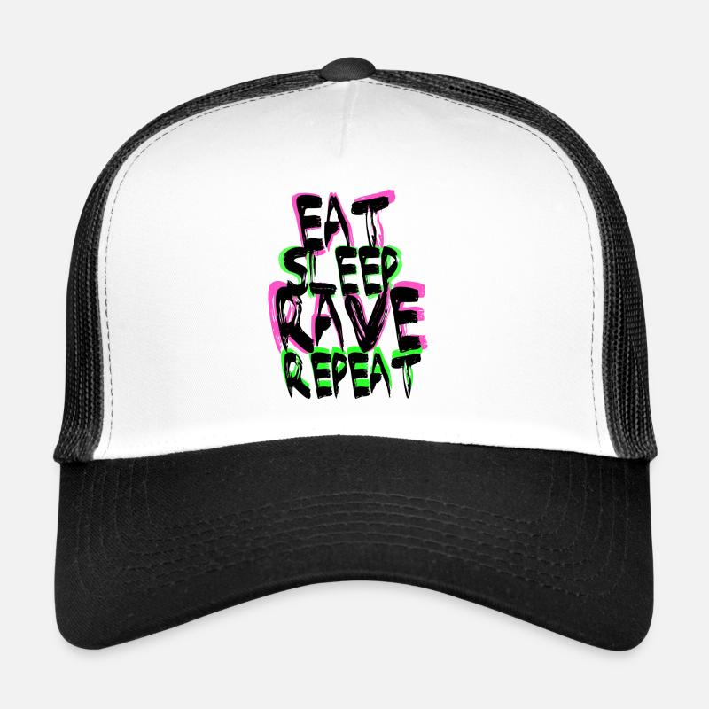 Rave Repeat - Trucker Cap - Weiß/Schwarz