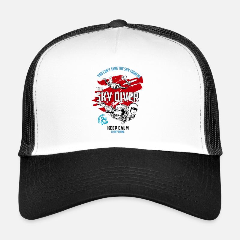 Sky Diving, Fallschirmspringer - Trucker Cap - Weiß/Schwarz