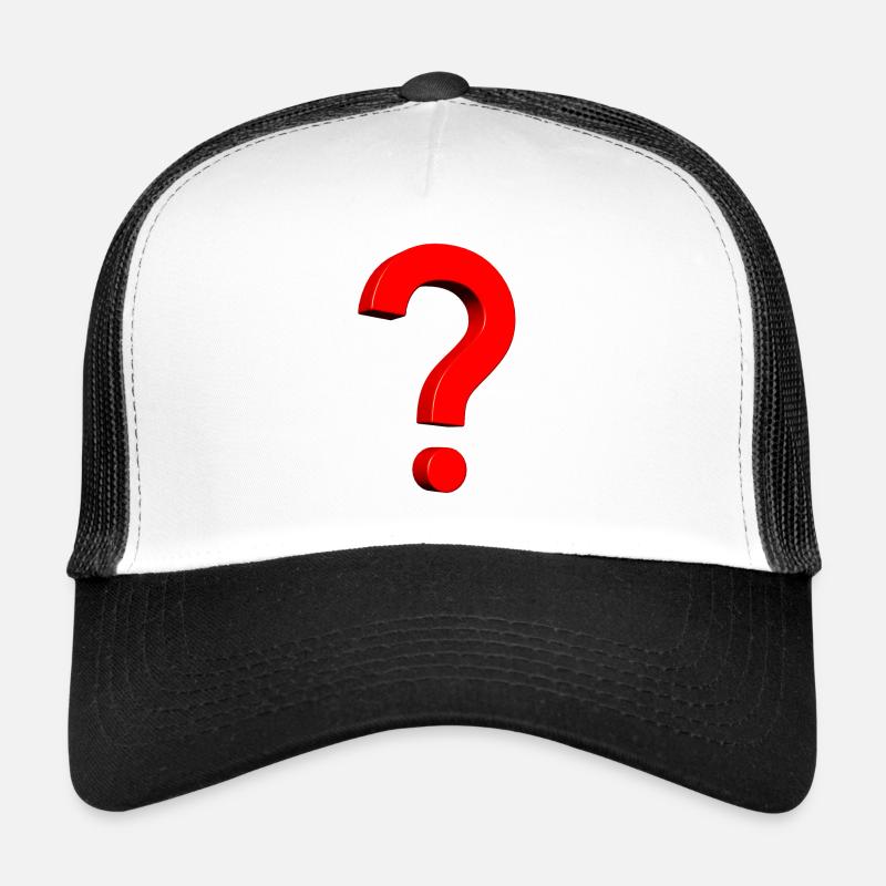 3D Point d’interrogation rouge - Casquette trucker  - blanc/noir