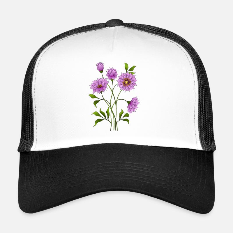 Bunte Blumen - Trucker Cap - Weiß/Schwarz