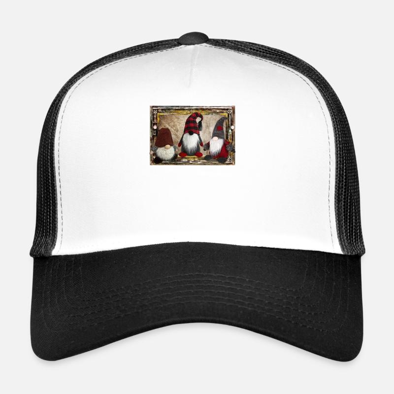 Scène de gnome de Noël - Casquette trucker  - blanc/noir