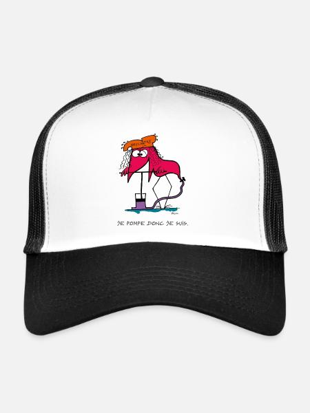 Je pompe donc je suis... - Casquette trucker  - blanc/noir - Devant