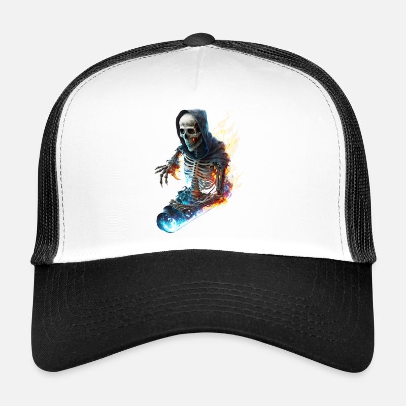 Skater Skeleton - Trucker Cap - white/black