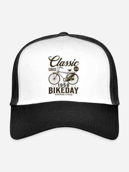 Fan De Vélo 1958 65 Ans Anniversaire Cycliste - Casquette trucker  - blanc/noir - Devant