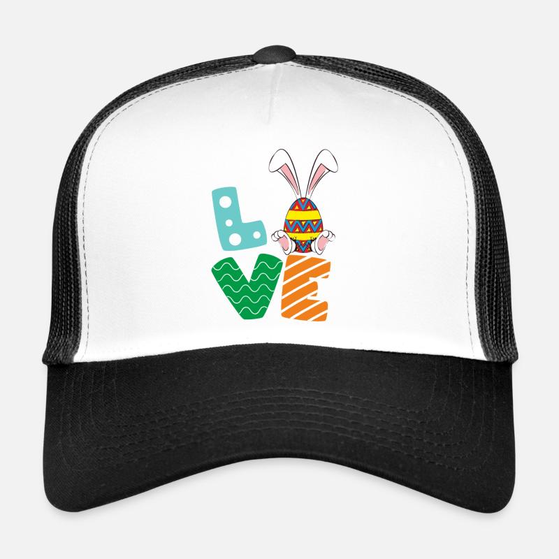 Easter inscription LOVE with Easter egg and hare Trucker Cap