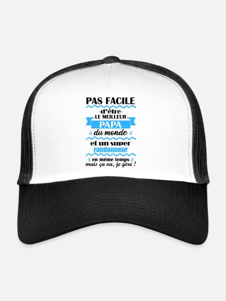 Meilleur papa randonneur, cadeau fête des pères - Casquette trucker  - blanc/noir - Devant