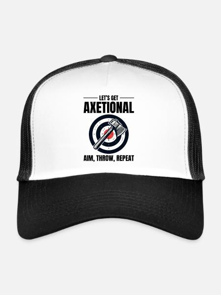 Axe axe de lancer Bullseye Aim Throw Repeat - Casquette trucker  - blanc/noir - Devant