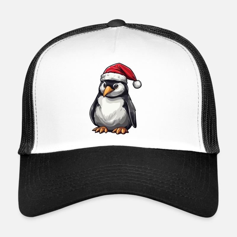 Portrait de Noël à tête de pingouin Casquette trucker 