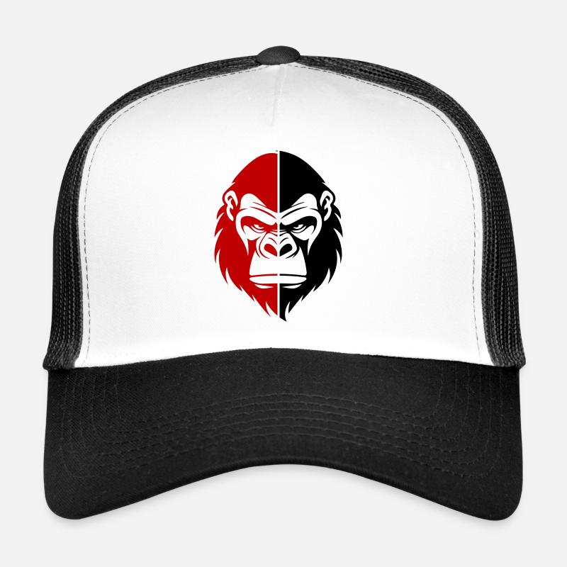 Gorilla Kopf - Trucker Cap - Weiß/Schwarz