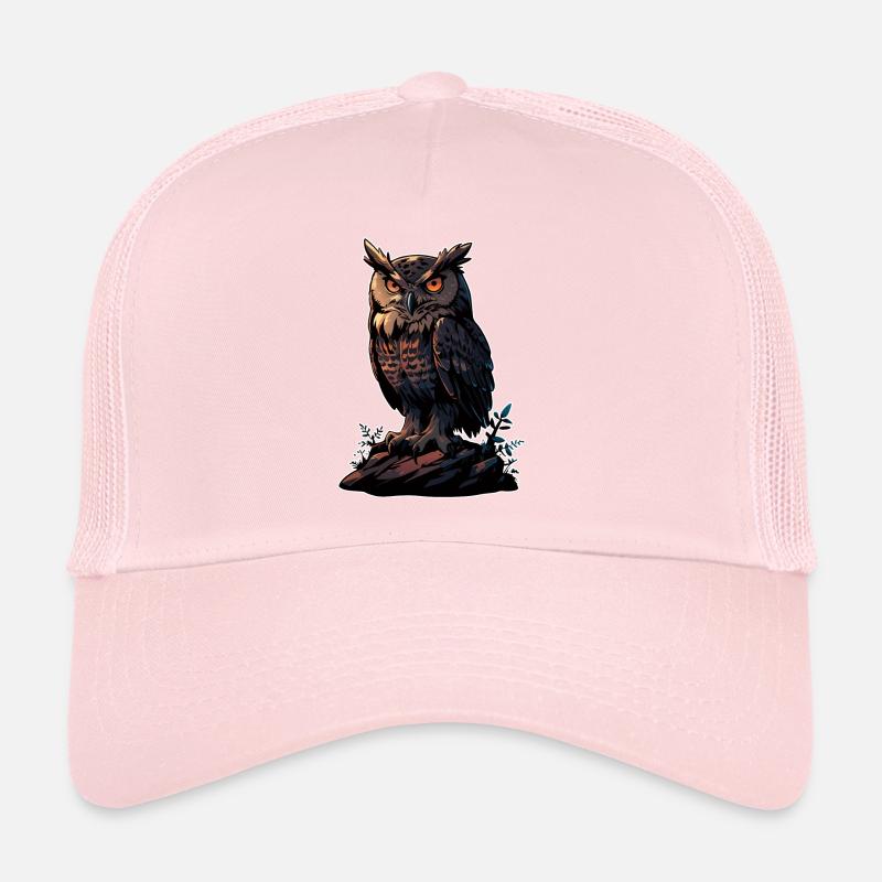 Große Eule Uhu sitzt auf einem Felsen Trucker Cap
