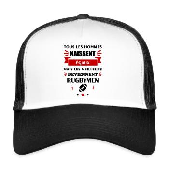 Tous les hommes naissent égaux rugbymen, rugby - Casquette trucker  - blanc/noir - Devant