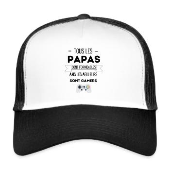 Papa gamers - Casquette trucker  - blanc/noir - Devant