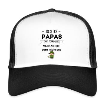 papa Pécheurs - Casquette trucker  - blanc/noir - Devant