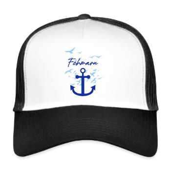 Fehmarn,mouettes,ancres,troupeau d’oiseaux - Casquette trucker  - blanc/noir - Devant