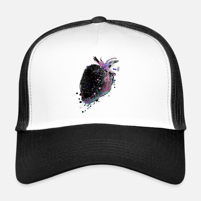 Erdbeere,schwarz,popart, artwork,Malerei Trucker Cap