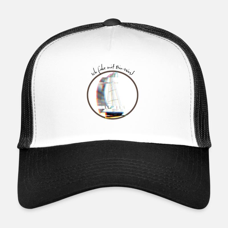 Segelboot "Ich fahr mit Bio-Wind" - Trucker Cap - Weiß/Schwarz