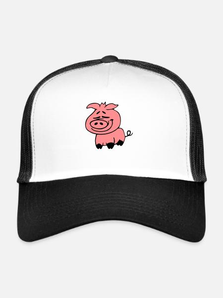 Cute Cute Cartoon Comic Piglet Pig - Trucker Cap - white/black - Front