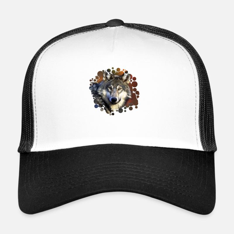 Wolfsgesicht - Trucker Cap - Weiß/Schwarz