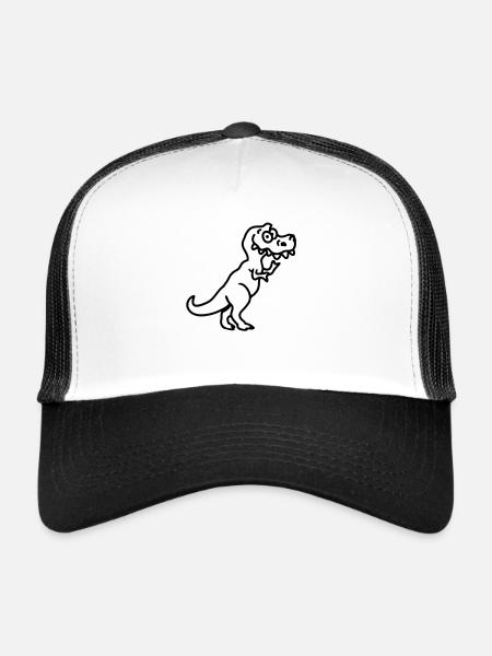 Tyrannosaurus Rex - ligne - Casquette trucker  - blanc/noir - Devant