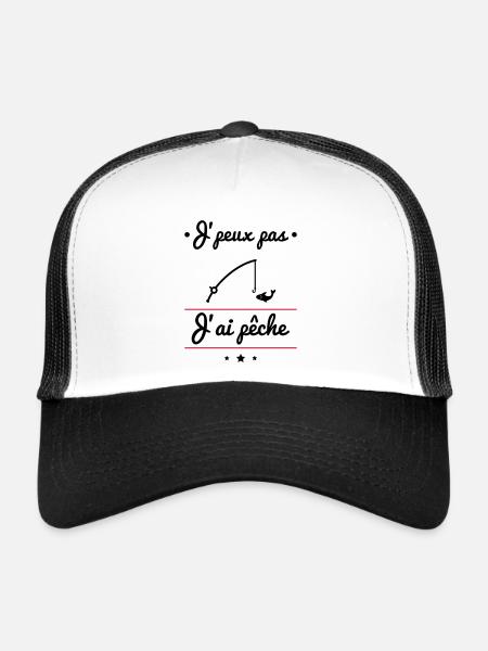 J'peux pas j'ai pêche, pêcheur, poisson - Casquette trucker  - blanc/noir