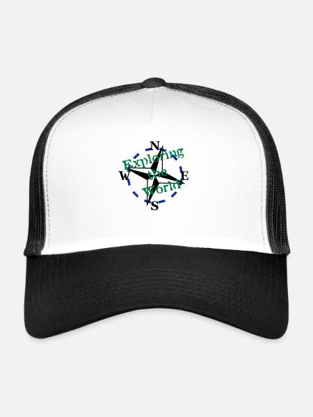 Compass - Exploring the World - 3 Color Vector - Trucker Cap - white/black - Front