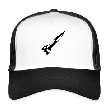 A4 Rakete einfarbig schwarz - Trucker Cap - Weiß/Schwarz - Vorne