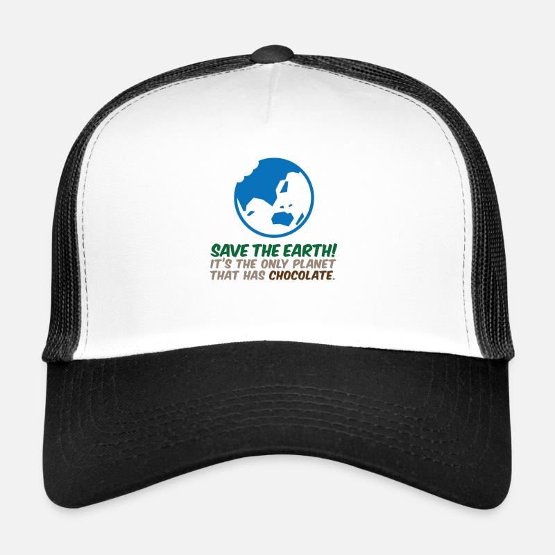 Rettet den Planeten. Hier gibt es Schokolade! - Trucker Cap - Weiß/Schwarz