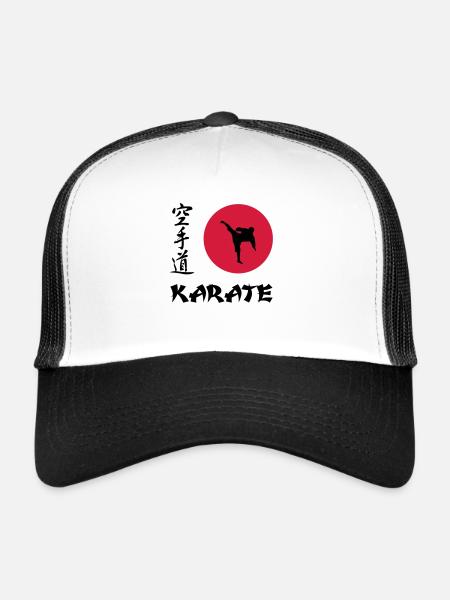 Karaté - Combattant - Guerrier - Casquette trucker  - blanc/noir - Devant