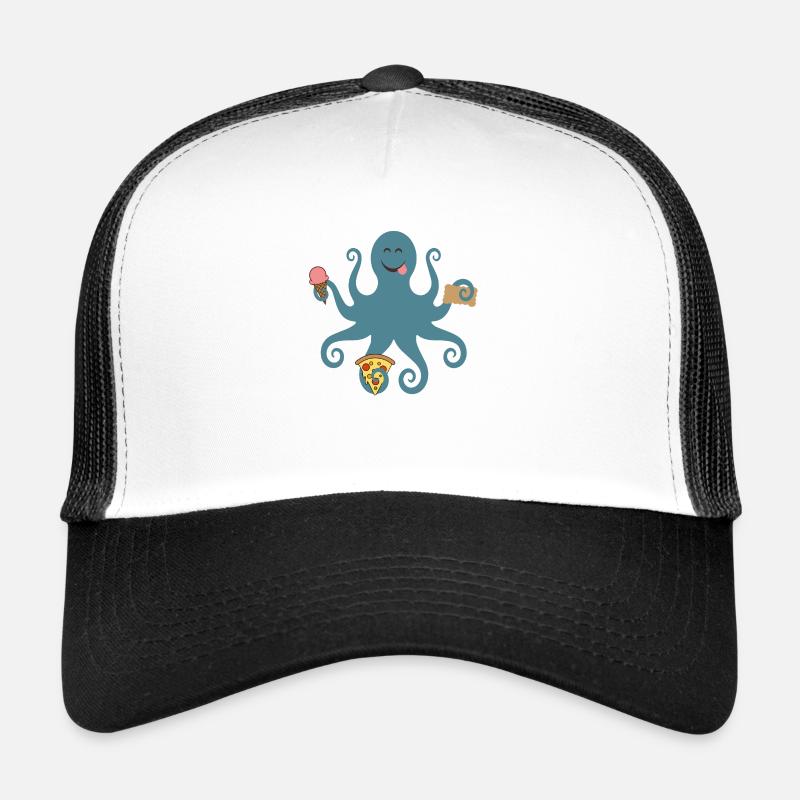 Snacktopus - eaten octopus - Trucker Cap - white/black
