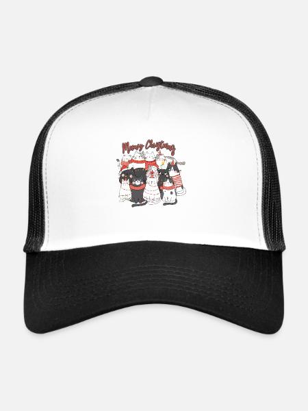 Collage de chats de Noël Meow - Casquette trucker  - blanc/noir - Devant