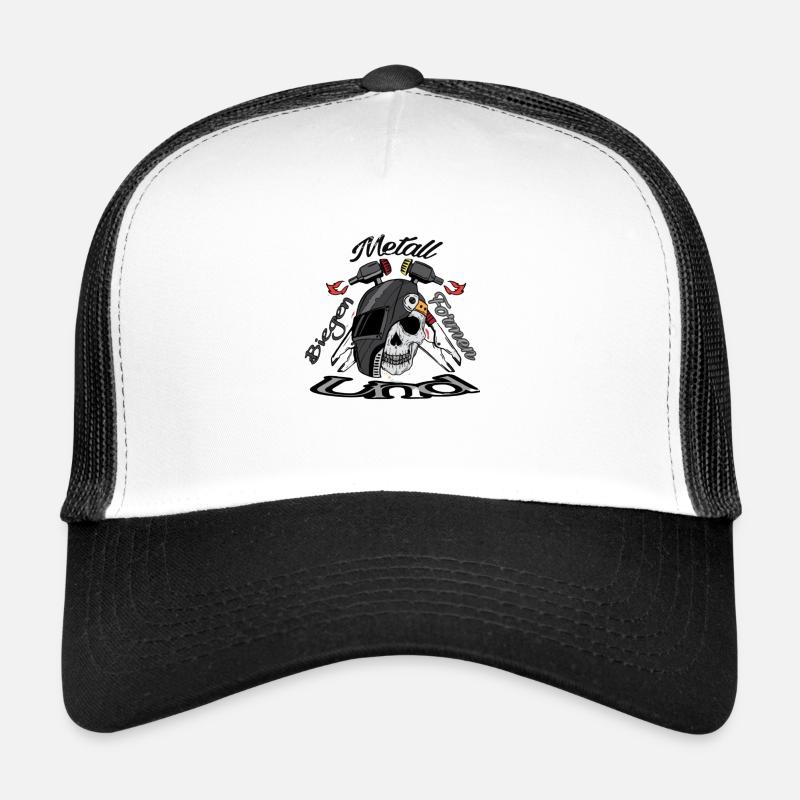 Totenkopf mit Schweißhelm und Schweißbrenner - Trucker Cap - Weiß/Schwarz