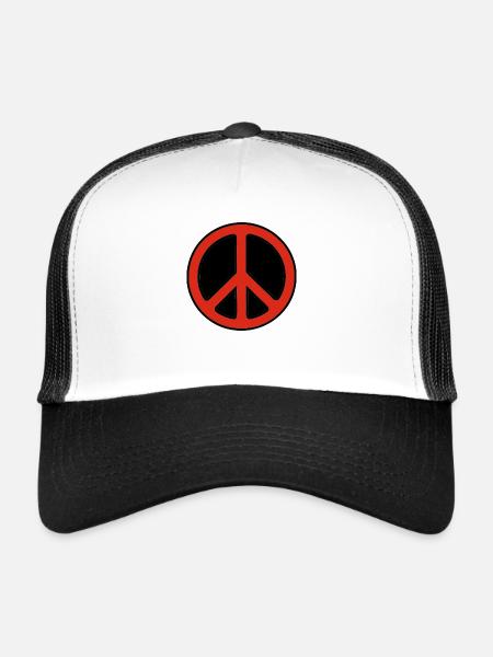 Peace rouge - Casquette trucker  - blanc/noir - Devant