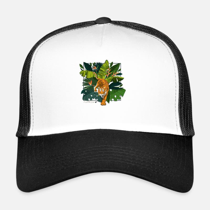 Tiger et la jungle carrée image Casquette trucker 