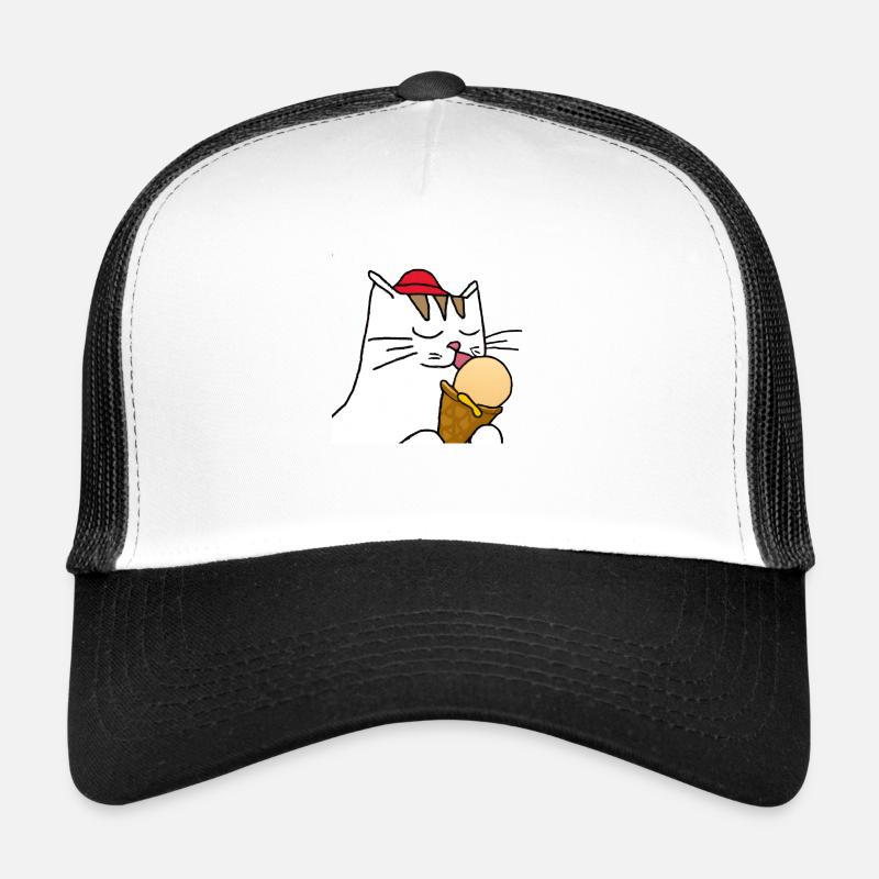 Katze mit Eis - Trucker Cap - Weiß/Schwarz