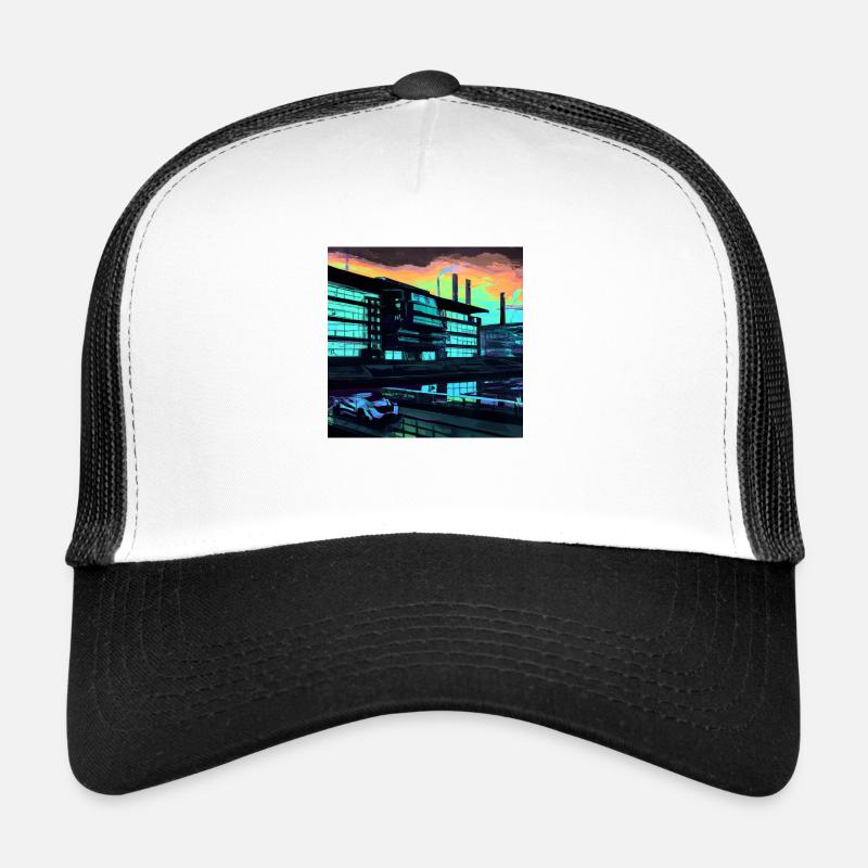 Thème Stuttgart-2 - Casquette trucker  - blanc/noir