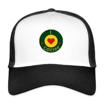I love Coffee - Trucker Cap - Weiß/Schwarz - Vorne
