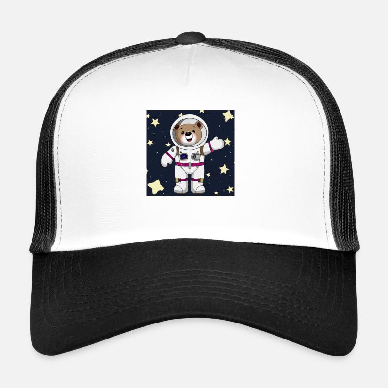 Teddybär, Astronautenanzug, Weltall - Trucker Cap - Weiß/Schwarz