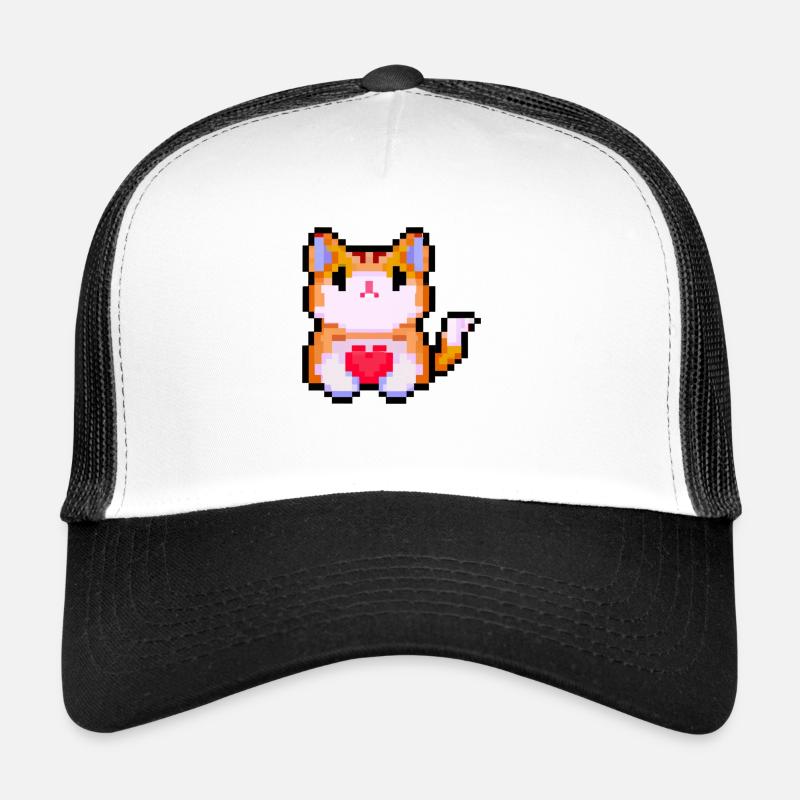 Chat Pixelart avec cœur Casquette trucker 